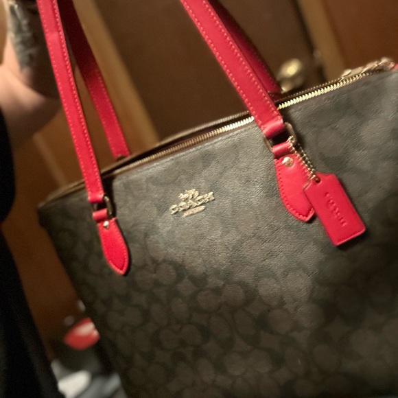 XL Coach tote brown and red - Picture 7 of 12